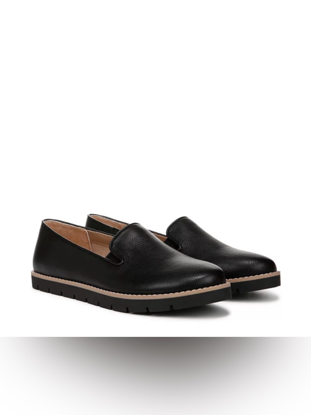 Life Stride Black Slip-On Loafers with Tan Trim
